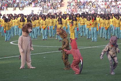 Show by students, Independence Day ceremonies - Asmara Stadium.