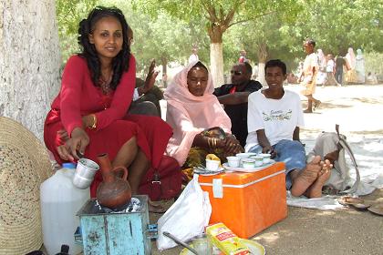 Coffee ceremony with an Asmara family and their Italian uncle. - Festival of Mariam Dearit - Keren Eritrea.