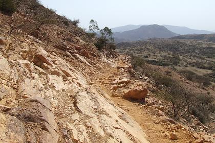 The (now narrow) track from Adi Hawesha to Tselot - Eritrea.