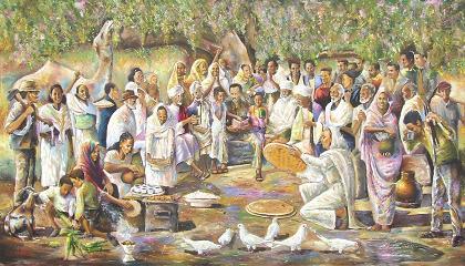 Painting (peaceful country life) - Asmara Eritrea.