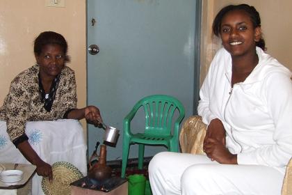Coffee ceremony with Almaz and Eden - Asmara Eritrea.