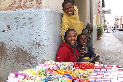 Children selling candy - Harnet Avenue Asmara Eritrea.