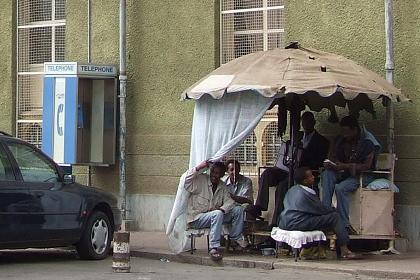 Shoe shiners - Central Post Office Asmara Eritrea.