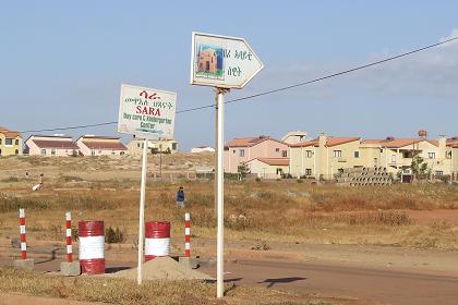 Signs pointing to the construction sites - Nda German Asmara Eritrea.