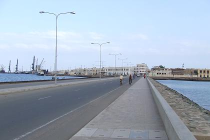 The causeway to the port area - Batse port area Massawa Eritrea.