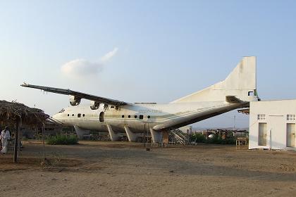 Tea bar in an abandoned USSR aircraft - Bus terminal Massawa Eritrea.