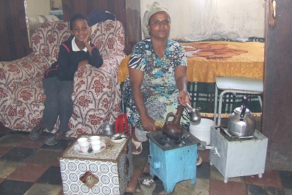 Coffee ceremony with Yordanos - Sembel Asmara Eritrea.