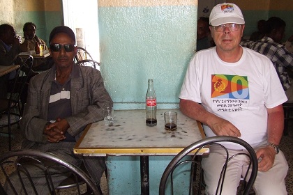 Having a drink with Zerai - Edaga Arbi Asmara Eritrea.
