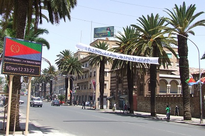 Harnet Avenue counting down to Independence Day - Asmara Eritrea.