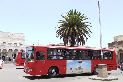 Decorated PTZM bus - Mede Ertra bus station Asmara Eritrea.