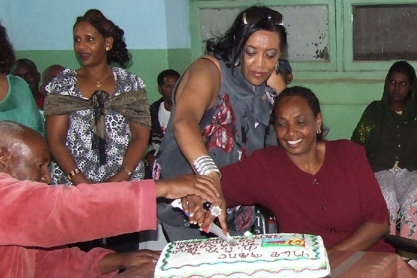 Pastry on the occasion of 20th Independence Day and the visit of the Rotterdam support group to the Denden disabled fighters quarters - Kagnew area Asmara Eritrea.