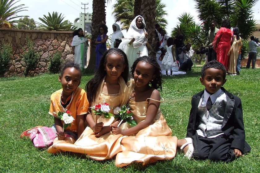 Photo session in the garden of the Asmara Palace Hotel.