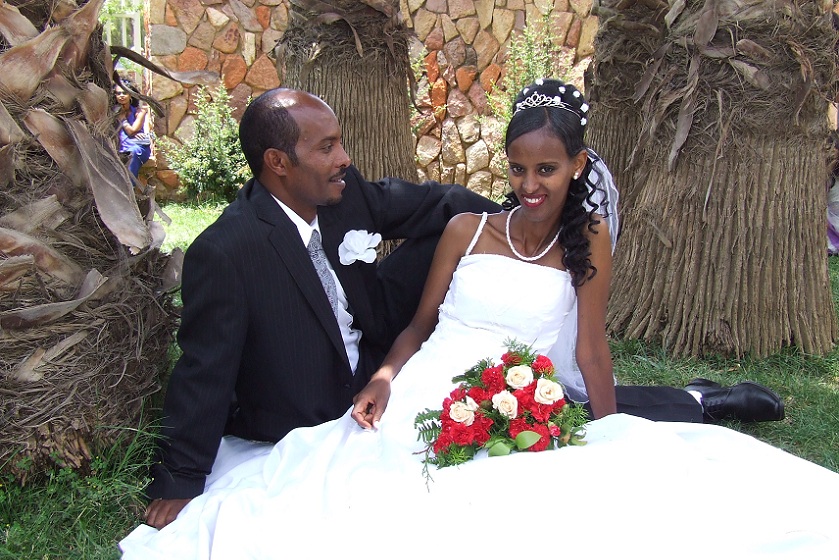 Photo session in the garden of the Asmara Palace Hotel.