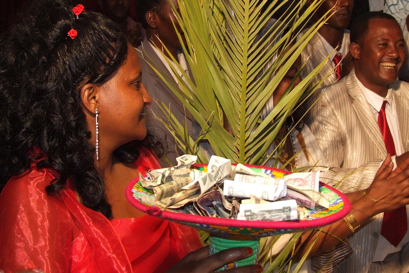 Collecting contributions for the wedding - Edaga Arbi Asmara.