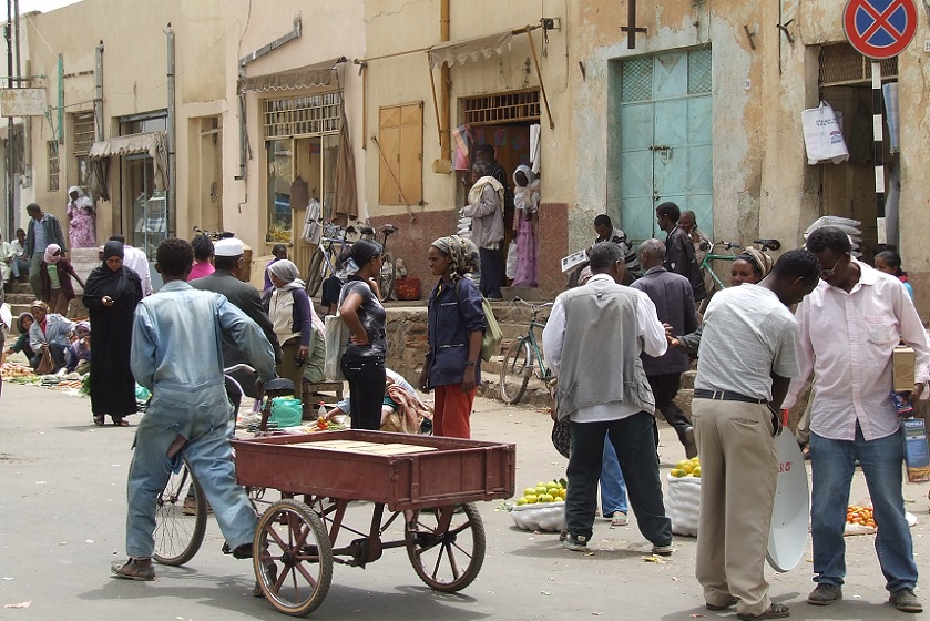 Small scale trade - Massawa bus station Asmara Eritrea.