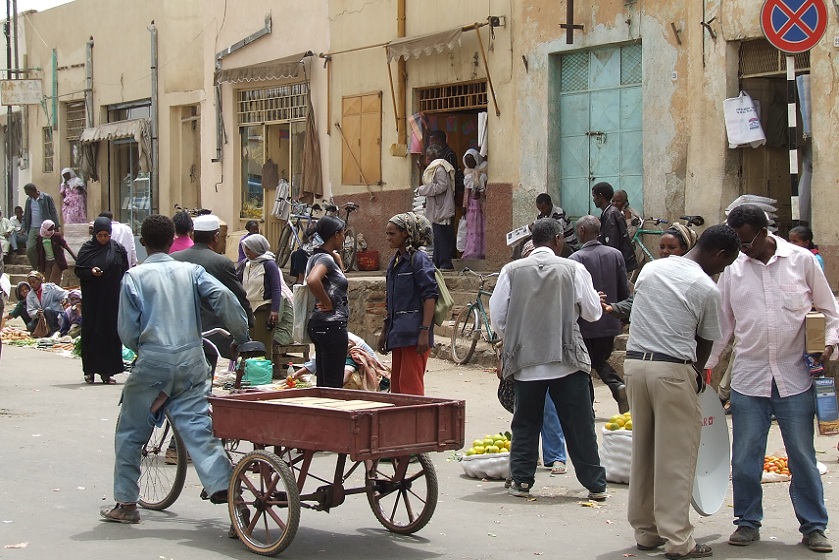 Small scale trade - Massawa bus station Asmara Eritrea.