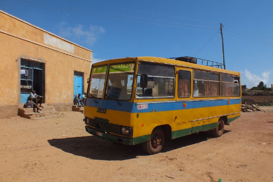 Bus stop (bus to Edaga Hamus) - Adi Nefas Eritrea.